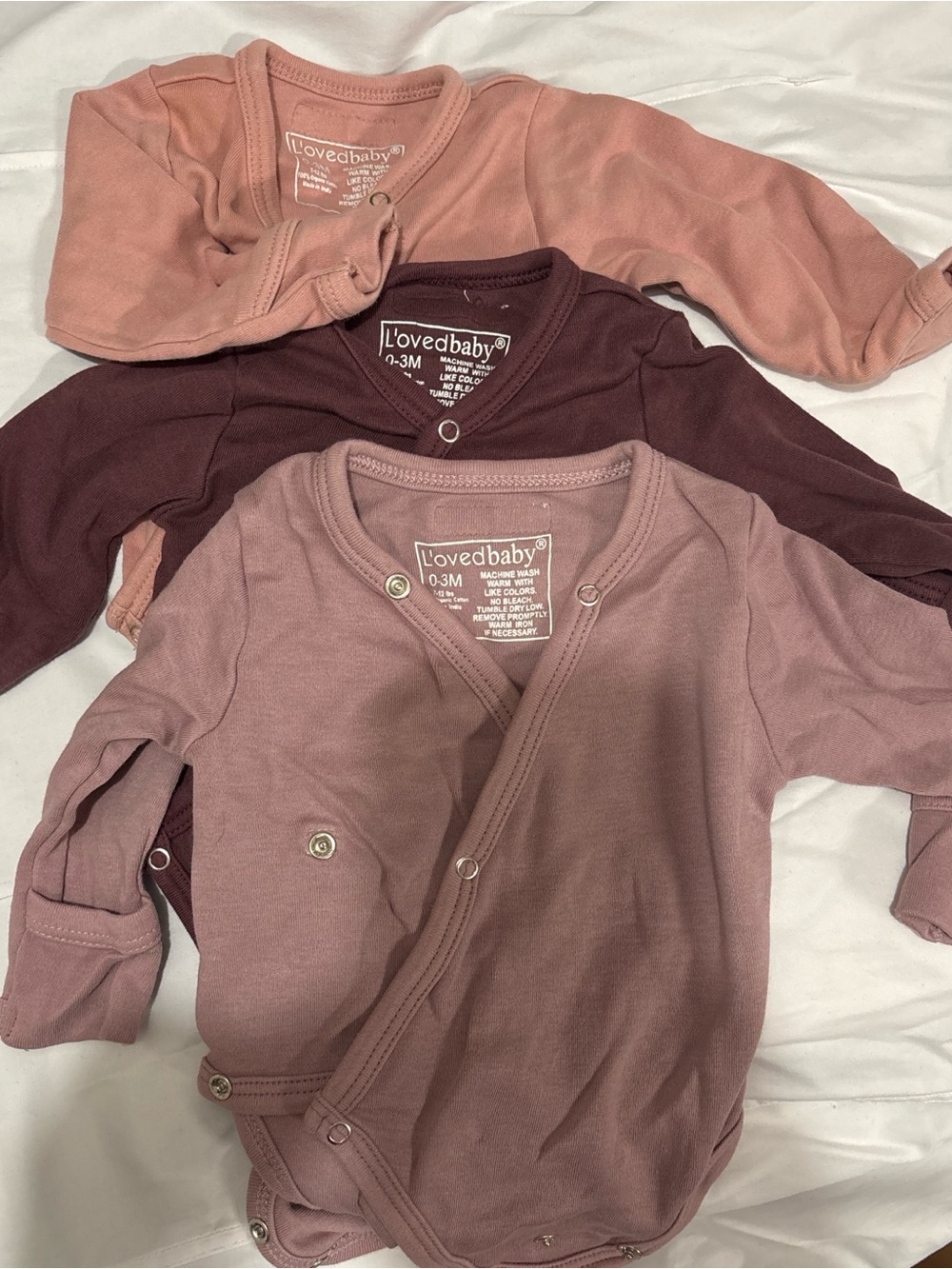 L'ovedbaby Long Sleeve Wrap Bodysuit Set - Mauve, Dusty Rose, Plum